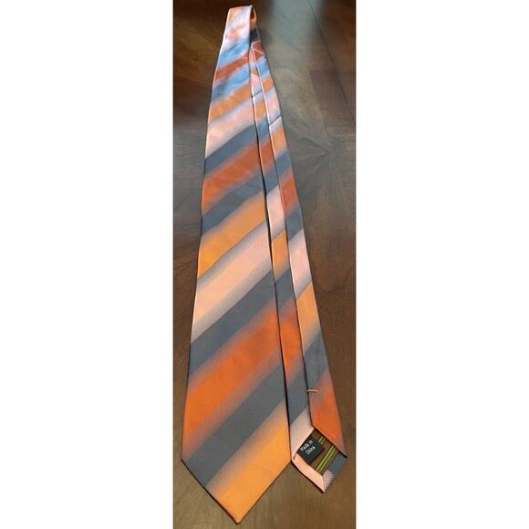 Bcbg Attitude Orange Gray Pink 100% Silk Men’s Neck Tie Made In China - Picture 3 of 9